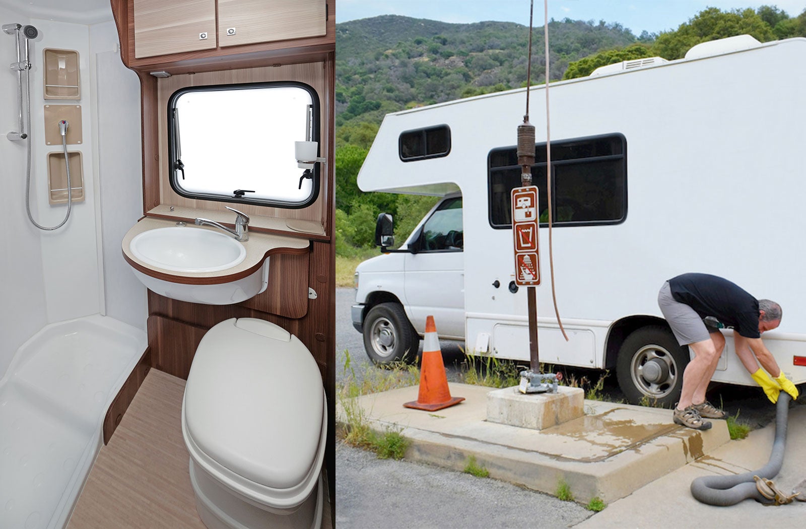 Portable RV/camper toilet and holding tank setup in Chattanooga, Tennessee
